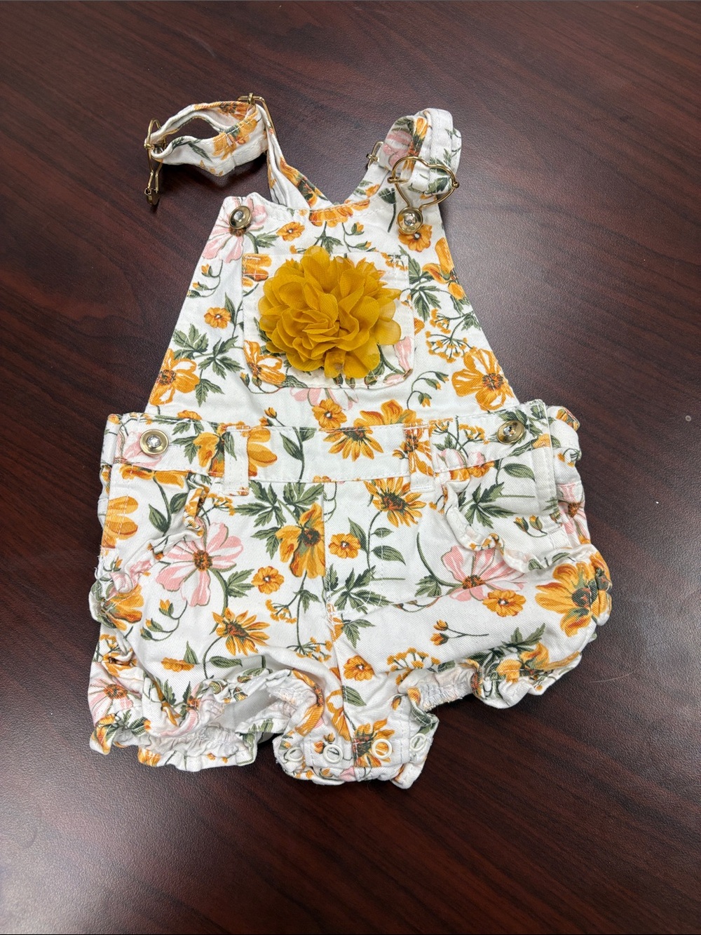 Floral Baby Girls' Yellow Flower Overalls